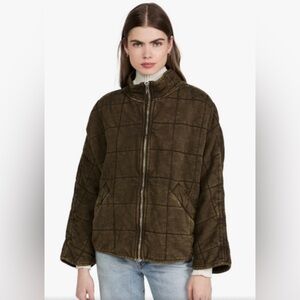 Free People Quilted Dolman Jacket Army Green Small EUC
